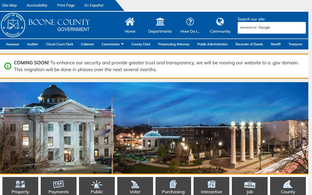 Boone County government portal for accessing deed records and county services