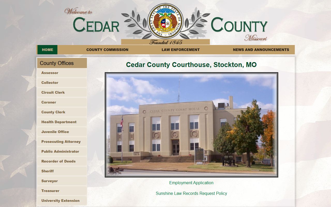 Cedar County government website for deed records access