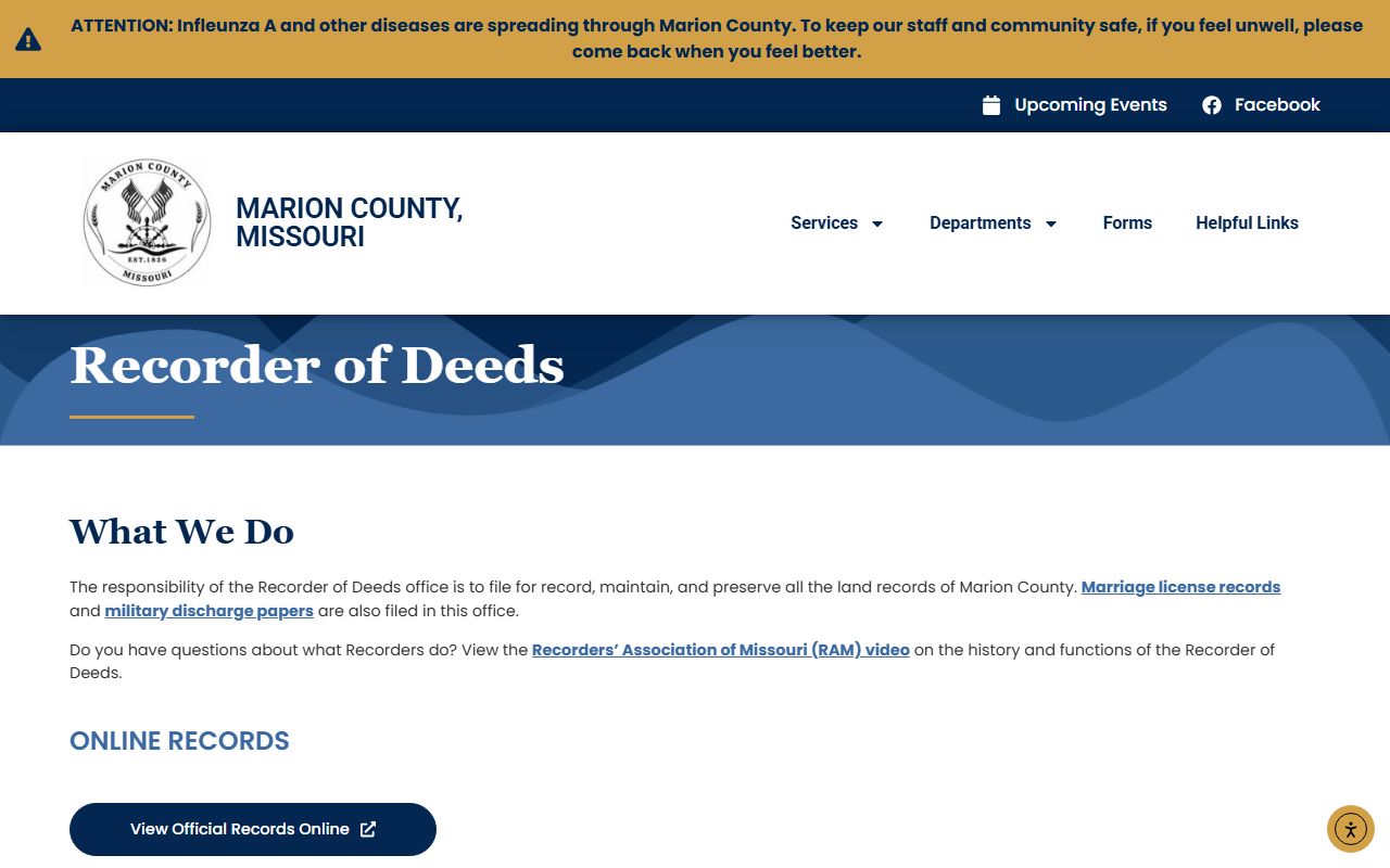 Marion County Recorder of Deeds office for deed records