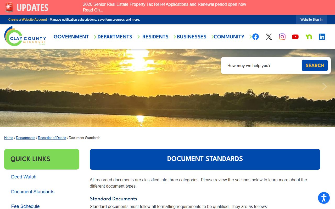 Missouri deed records document formatting standards example from Clay County